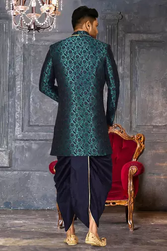 Rama green anghrakha pattern work indo western