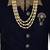 Navy blue straight pattern work on handwork on neckline indo western