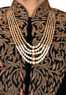 Navy blue navy blue velvet anghrakha design with hand work on collar, front and hand indo western 2