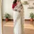 White Color embroidery sequence border work Chiffon Saree
