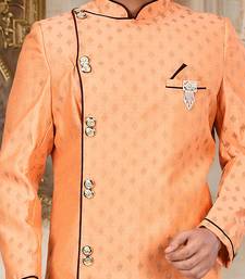 Orange  anghrakha pattern work with mahroon pipe in indo western