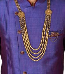 Royal blue anghrakha pattern work with mahroon pipe in indo western