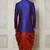 Royal blue anghrakha pattern work with mahroon pipe in indo western