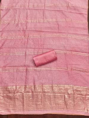 Elegant pink zari woven unstitched salwar suit with dupatta 4