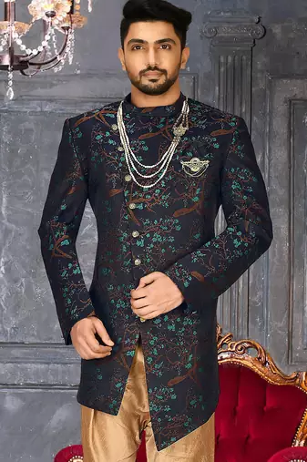 Green anghrakha pattern work indo western