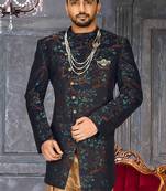 Green anghrakha pattern work indo western