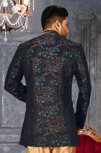 Green anghrakha pattern work indo western