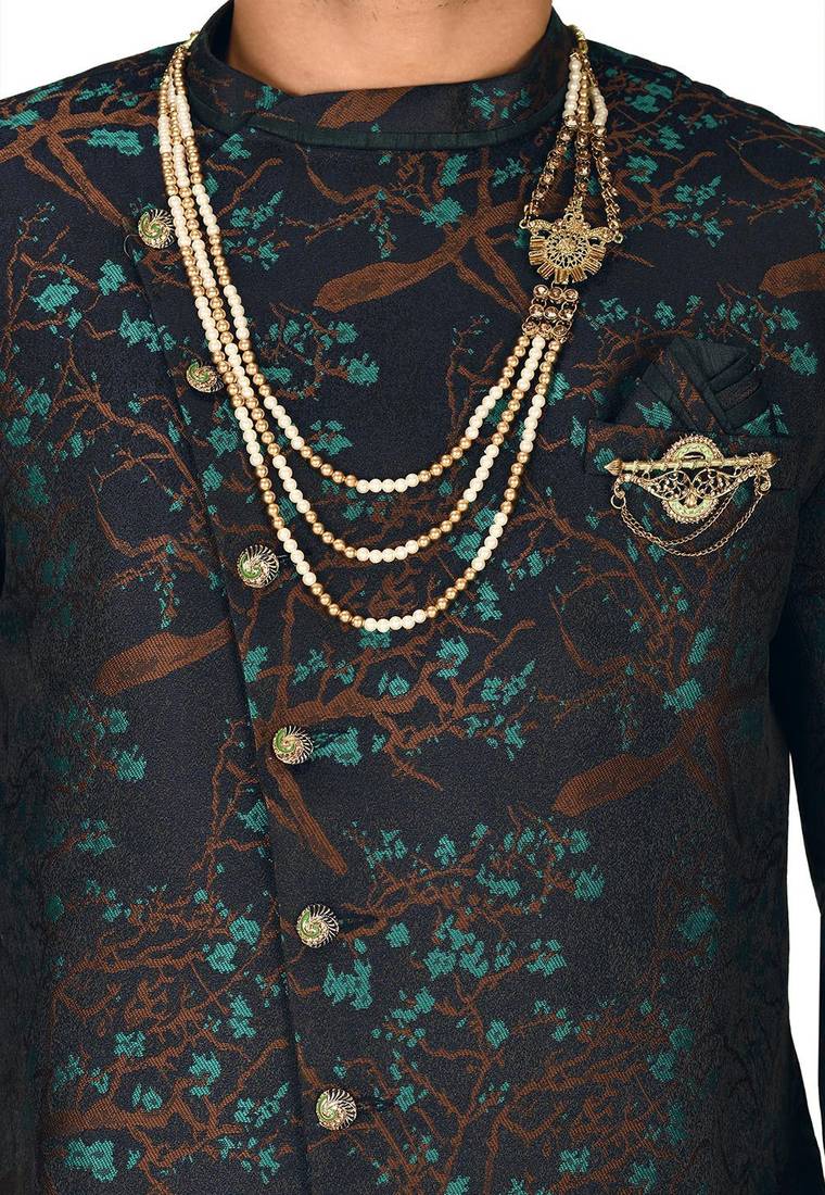 Green anghrakha pattern work indo western