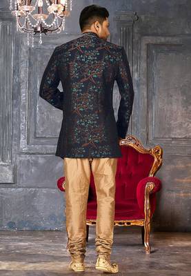 Green anghrakha pattern work indo western 3