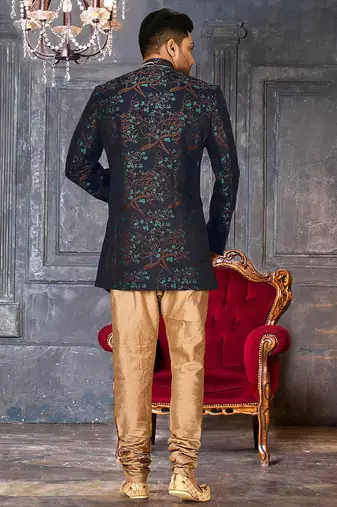 Green anghrakha pattern work indo western
