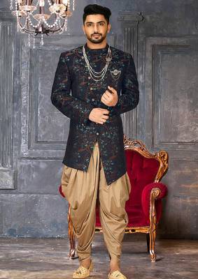 Green anghrakha pattern work indo western 1