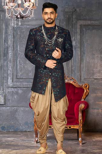 Green anghrakha pattern work indo western