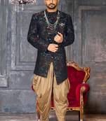 Green anghrakha pattern work indo western