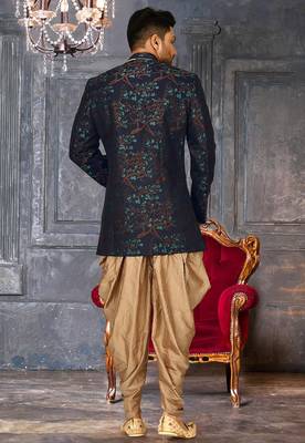 Green anghrakha pattern work indo western 4
