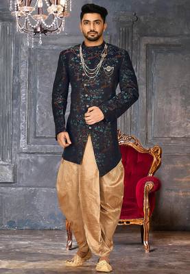 Green anghrakha pattern work indo western 1