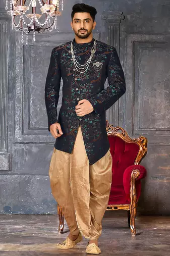 Green anghrakha pattern work indo western