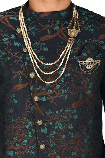 Green anghrakha pattern work indo western