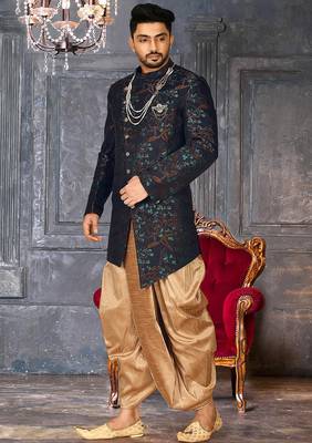 Green anghrakha pattern work indo western 3