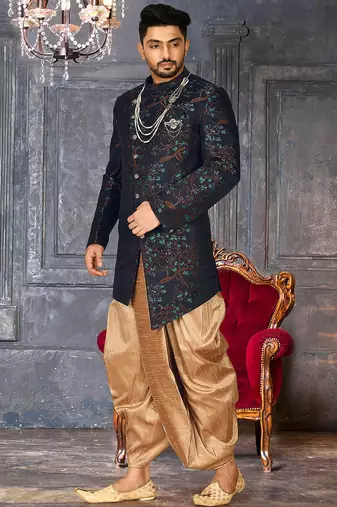 Green anghrakha pattern work indo western