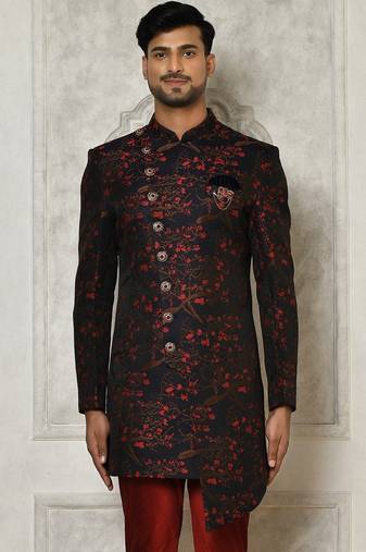 Red anghrakha pattern work indo western