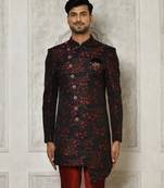 Red anghrakha pattern work indo western