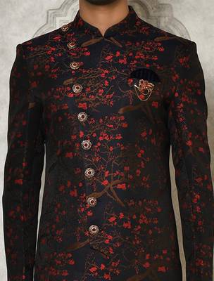 Red anghrakha pattern work indo western 2