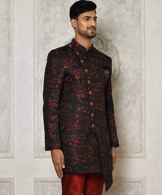 Red anghrakha pattern work indo western 3
