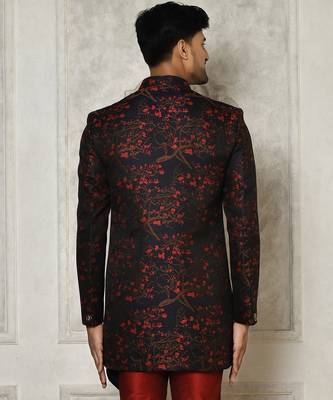 Red anghrakha pattern work indo western 4