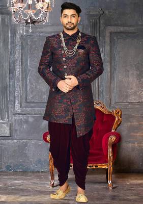 Red anghrakha pattern work indo western 1