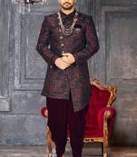 Red anghrakha pattern work indo western