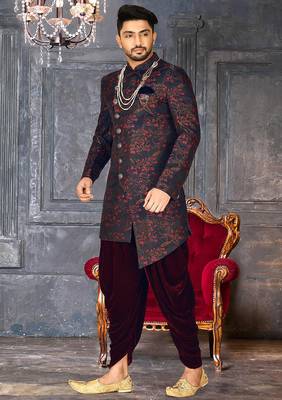 Red anghrakha pattern work indo western 3
