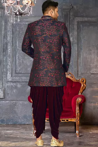 Red anghrakha pattern work indo western