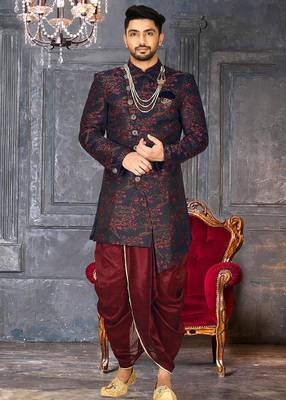 Red anghrakha pattern work indo western 1