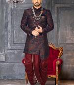 Red anghrakha pattern work indo western