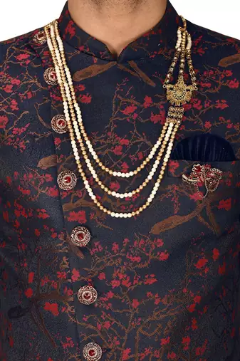 Red anghrakha pattern work indo western