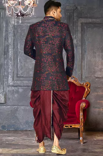 Red anghrakha pattern work indo western