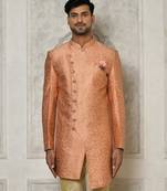 Peach anghrakha pattern work indo western