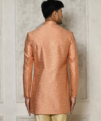 Peach anghrakha pattern work indo western 4