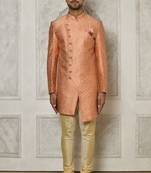 Peach anghrakha pattern work indo western