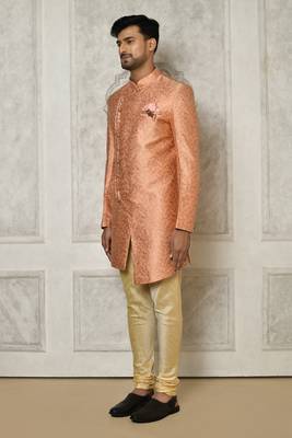Peach anghrakha pattern work indo western 3