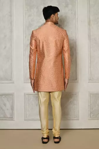 Peach anghrakha pattern work indo western