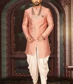 Peach anghrakha pattern work indo western