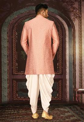 Peach anghrakha pattern work indo western 4