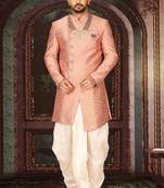 Peach anghrakha pattern work indo western