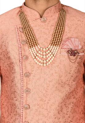 Peach anghrakha pattern work indo western 2