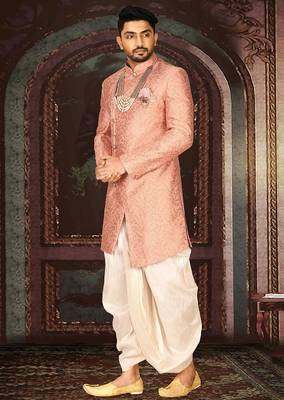 Peach anghrakha pattern work indo western 3