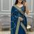 Peacock Blue Color  embroidery sequence work Silk Saree