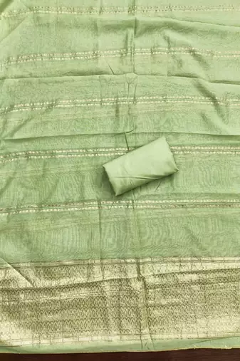 Elegant light green woven zari unstitched salwar suit with dupatta