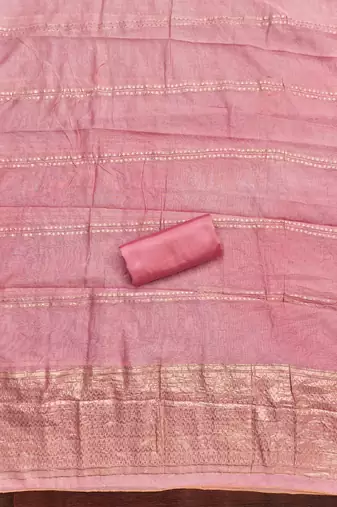 Elegant pink woven zari unstitched salwar suit with dupatta