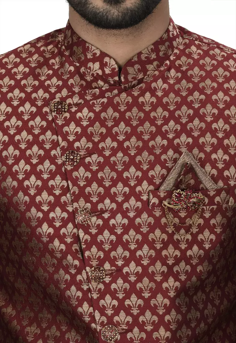 Mahroon anghrakha pattern work indo western